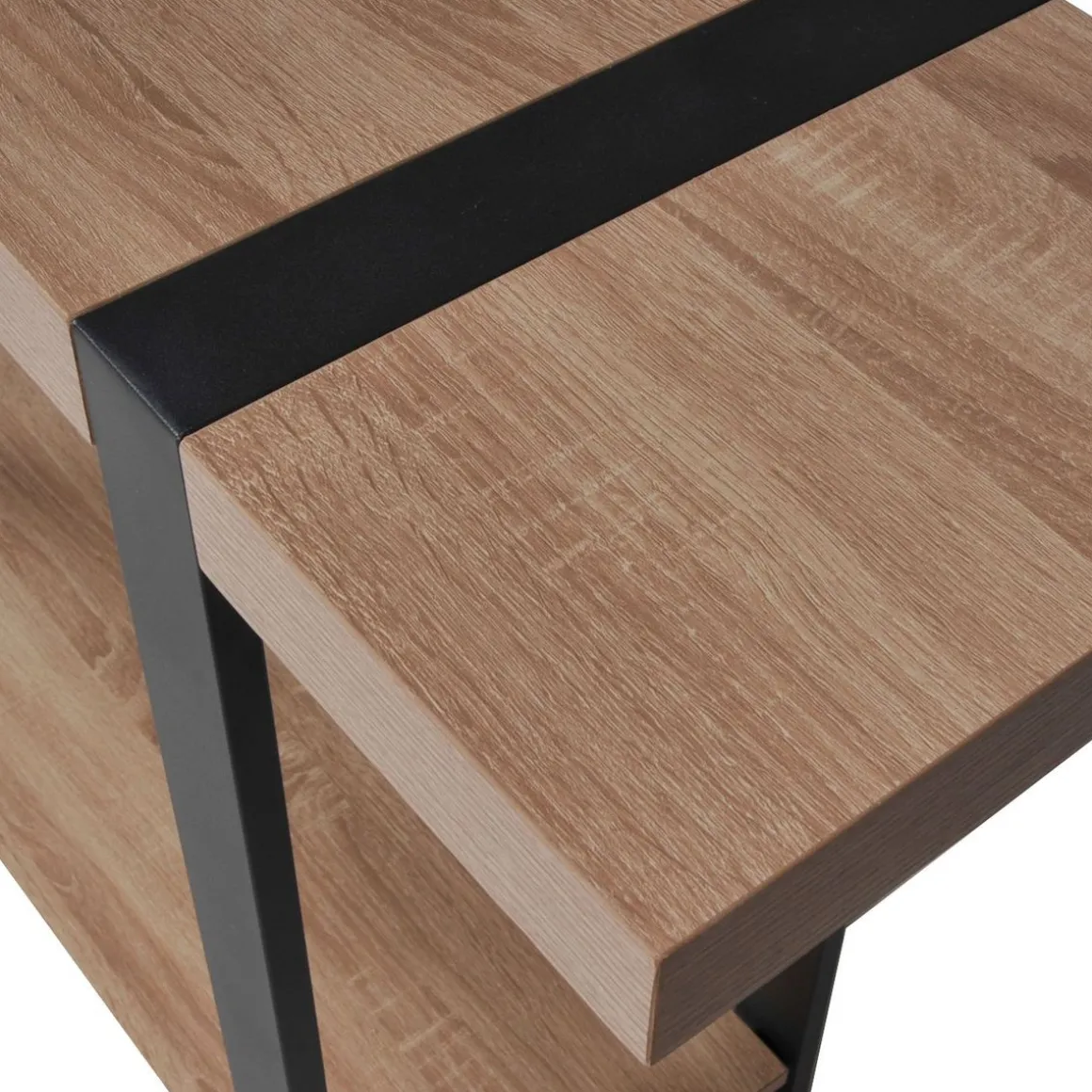 Console L120cm chêne blanchi et métal noir PROVIDENCE