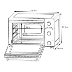 CONTINENTAL EDISON CEMF35R - Minifour electrique 35L rouge - 1500W - Rotissoire, Convection naturelle