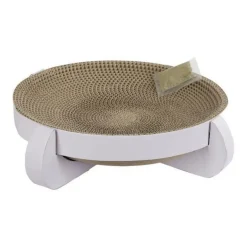 Corbeille griffoir Platinum 35x35x10cm, avec Catnip, blanc