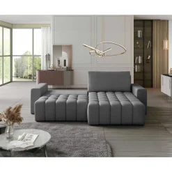 Cordova - canapé d'angle droit 4 places convertible avec coffre en velours