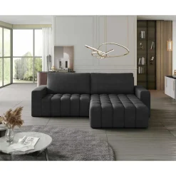 Cordova - canapé d'angle droit 4 places convertible avec coffre en velours