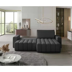 Cordova - canapé d'angle droit 4 places convertible avec coffre en velours