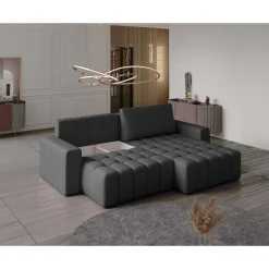 Cordova - canapé d'angle droit 4 places convertible avec coffre en velours