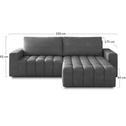 Cordova - canapé d'angle droit 4 places convertible avec coffre en velours