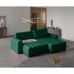 Cordova - canapé d'angle droit 4 places convertible avec coffre en velours