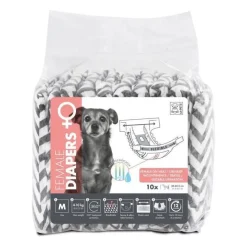 Couches pour chien - M PETS - DIAPERS - Femelle M x10 - Tour de taille 30-42,5 cm - 4-10 kg - Indicateur d'humidité - 12h prote