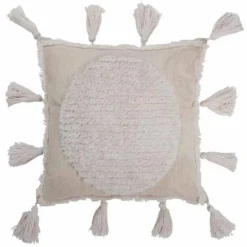 Coussin Carré Déco Floches 45x45cm Blanc