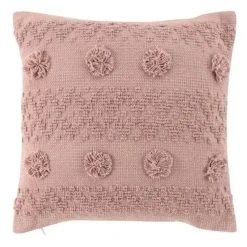 Coussin Déco à Pompons Alenia 40x40cm Rose