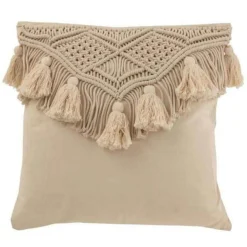 Coussin Déco avec Franges Cosy 50x50cm Beige