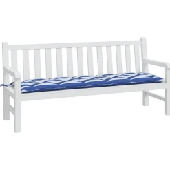Coussin de banc de jardin rayures bleues et blanches 180x50x7cm