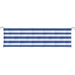Coussin de banc de jardin rayures bleues et blanches 180x50x7cm