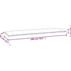 Coussin de banc de jardin motif de feuilles 180x50x7 cm