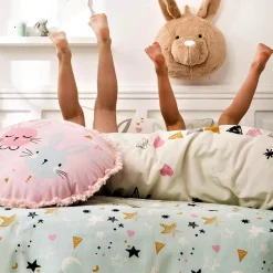 Coussin enfant imprimé en coton 35x35cm LAPIN