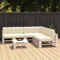 Coussins de canape palette lot de 7 Creme