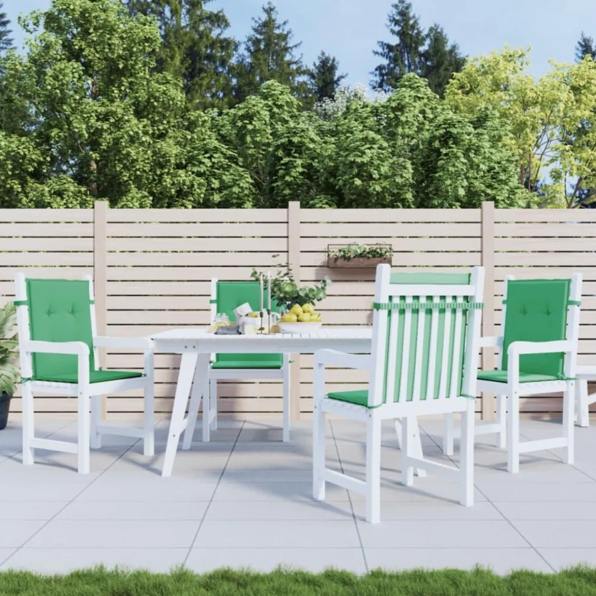 Coussins de chaise de jardin a dossier bas lot de 4 vert