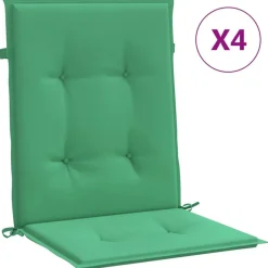 Coussins de chaise de jardin a dossier bas lot de 4 vert