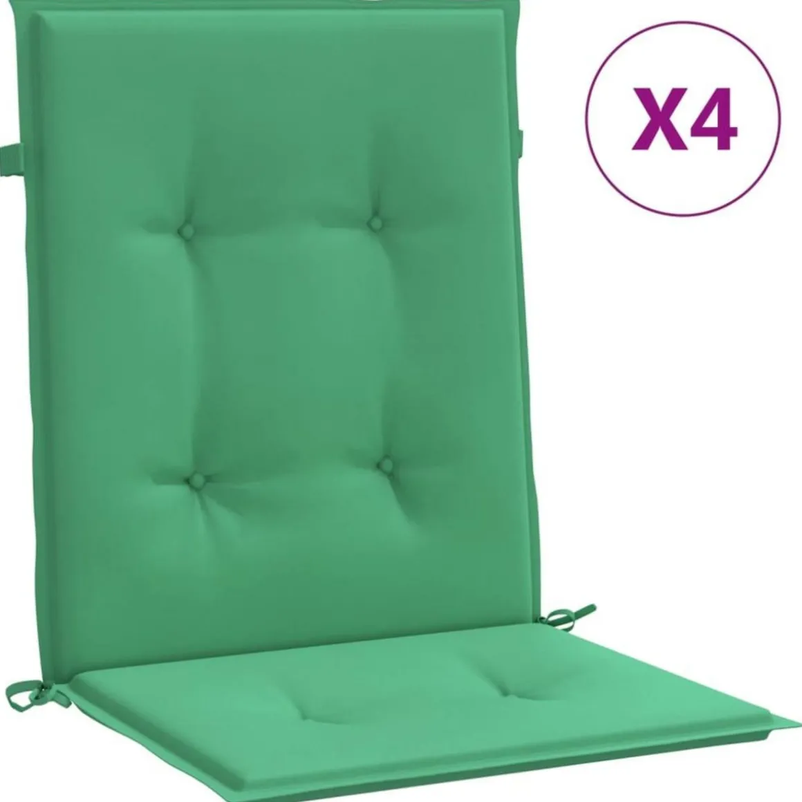 Coussins de chaise de jardin a dossier bas lot de 4 vert