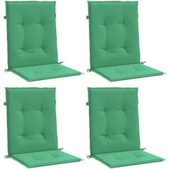 Coussins de chaise de jardin a dossier bas lot de 4 vert