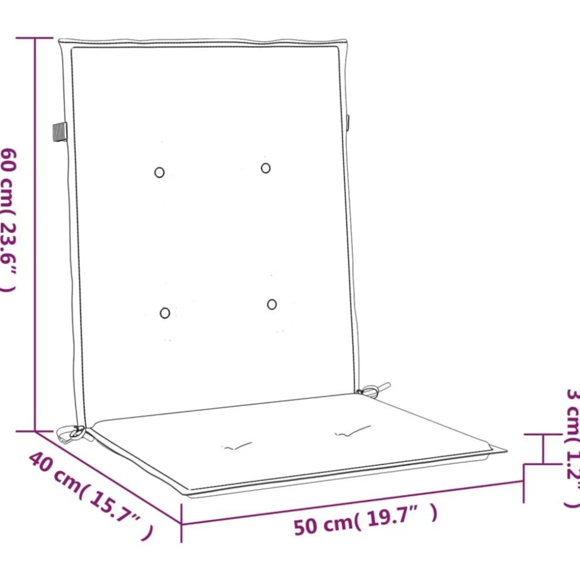 Coussins de chaise de jardin a dossier bas lot de 4 vert