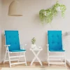 Coussins de chaise de jardin a dossier haut lot de 2 bleu tissu