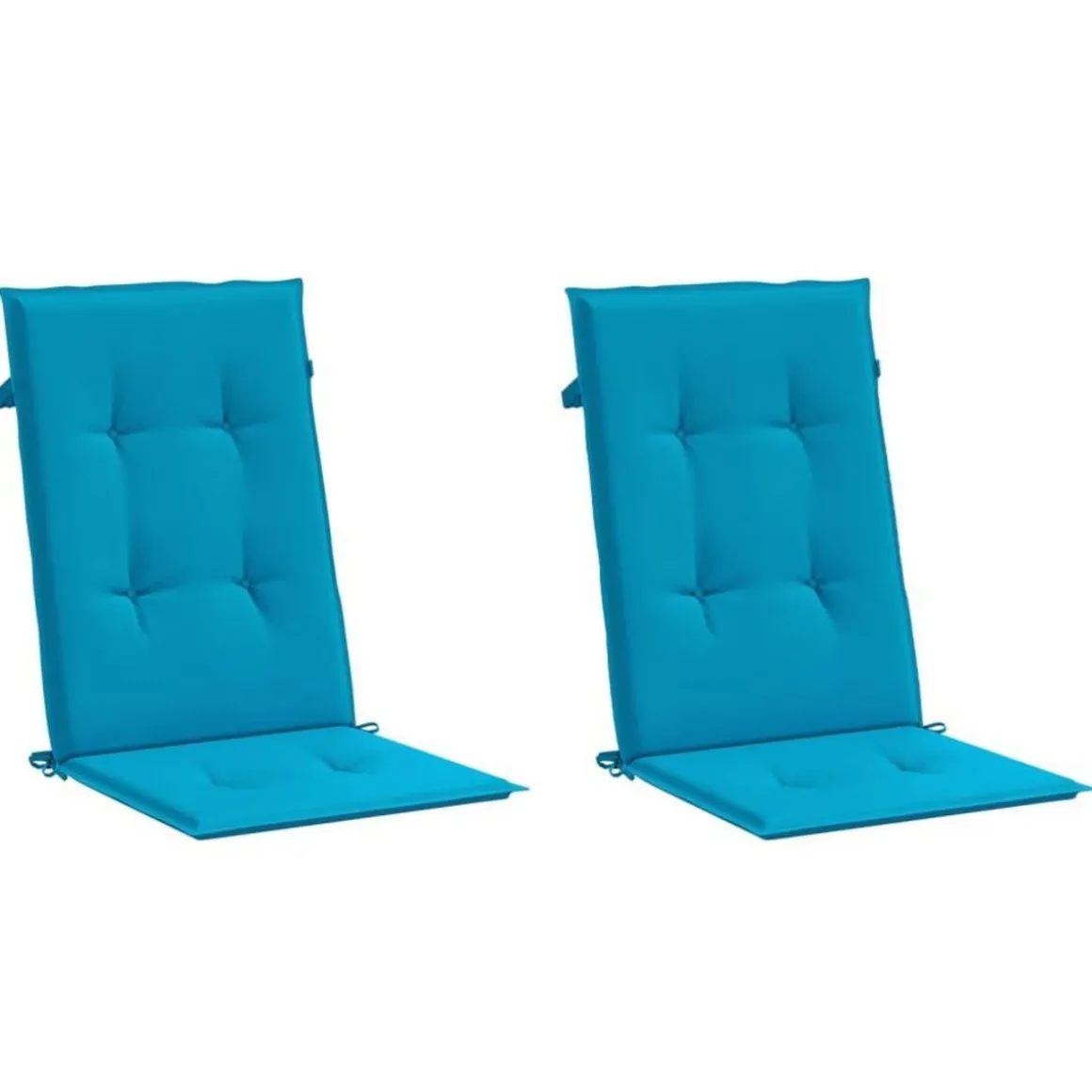 Coussins de chaise de jardin a dossier haut lot de 2 bleu tissu