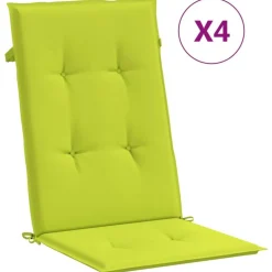 Coussins de chaise de jardin a dossier haut lot de 4 vert vif