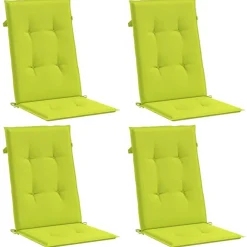 Coussins de chaise de jardin a dossier haut lot de 4 vert vif