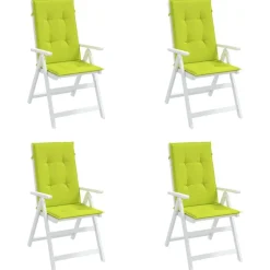 Coussins de chaise de jardin a dossier haut lot de 4 vert vif