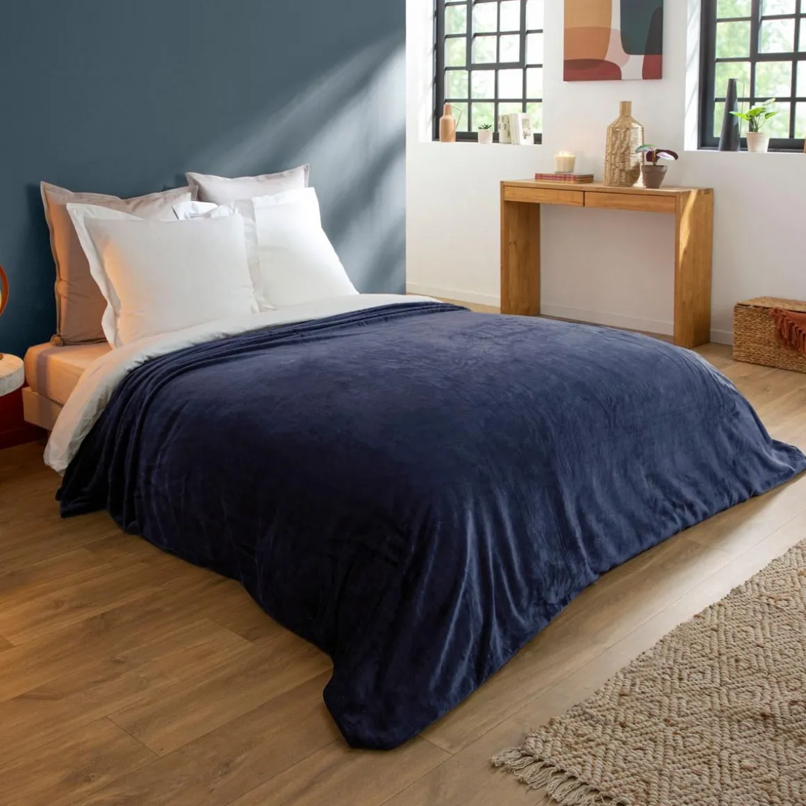 Couverture Polaire Extra Douce Coloris Bleu