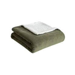 Couverture unie double face corral/sherpa