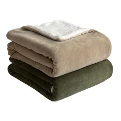 Couverture unie double face corral/sherpa