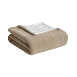 Couverture unie double face corral/sherpa