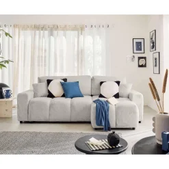 Crocus - canapé d'angle réversible - 4 places - convertible avec coffre - en fausse fourrure