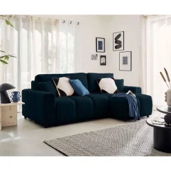 Crocus - canapé d'angle réversible - 4 places - convertible avec coffre - en fausse fourrure