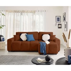 Crocus - canapé d'angle réversible - 4 places - convertible avec coffre - en fausse fourrure