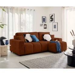 Crocus - canapé d'angle réversible - 4 places - convertible avec coffre - en fausse fourrure