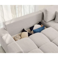 Crocus - canapé d'angle réversible - 4 places - convertible avec coffre - en fausse fourrure