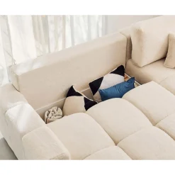 Crocus - canapé d'angle réversible - 4 places - convertible avec coffre - en fausse fourrure