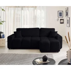 Crocus - canapé d'angle réversible - 4 places - convertible avec coffre - en fausse fourrure