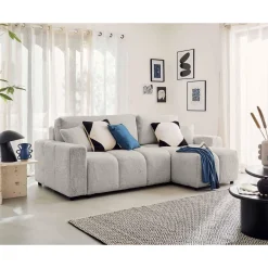 Crocus - canapé d'angle réversible - 4 places - convertible avec coffre - en fausse fourrure