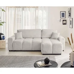 Crocus - canapé d'angle réversible - 4 places - convertible avec coffre - en fausse fourrure