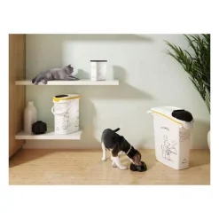 CURVER Conteneur de nourriture Le Diner est servi - 4 kg - 10 L - Blanc et noir - Pour chat