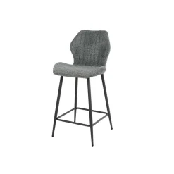 Dahi - lot de 2 tabourets de bar - support lombaire - en tissu bouclette gris