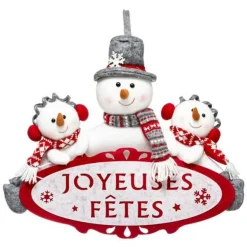 Décoration de Noël Pancarte 48cm Rouge & Blanc