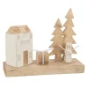 Décoration en Bois Maison Cadeau 40cm Naturel