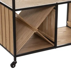 Desserte Bakos grand modèle en métal et MDF - Beige et noir