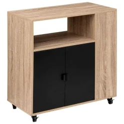 Desserte de Cuisine 2 Portes Aliaj 80cm Beige & Noir