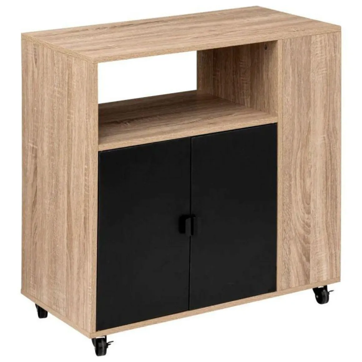 Desserte de Cuisine 2 Portes Aliaj 80cm Beige & Noir