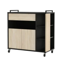 Desserte micro ondes 2 portes 1 tiroir à roulettes L39,6 x P78,4 x H79 cm TERRA