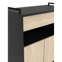 Desserte micro ondes 2 portes 1 tiroir à roulettes L39,6 x P78,4 x H79 cm TERRA